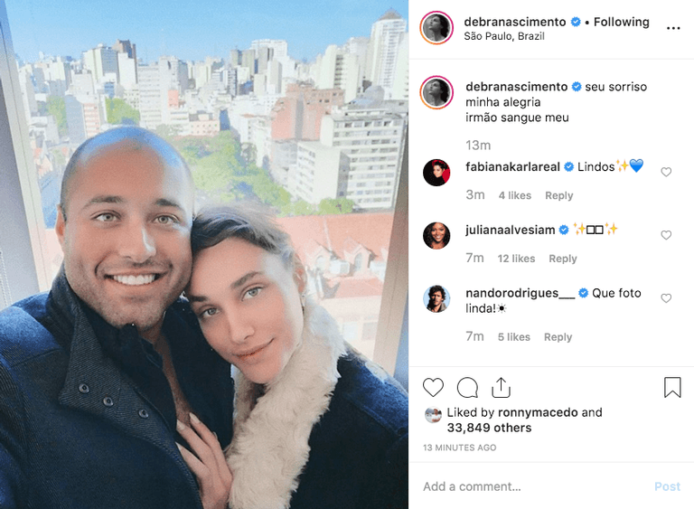 Débora Nascimento e seu irmão (Imagem: Instagram) Débora Nascimento e seu irmão (Imagem: Instagram)