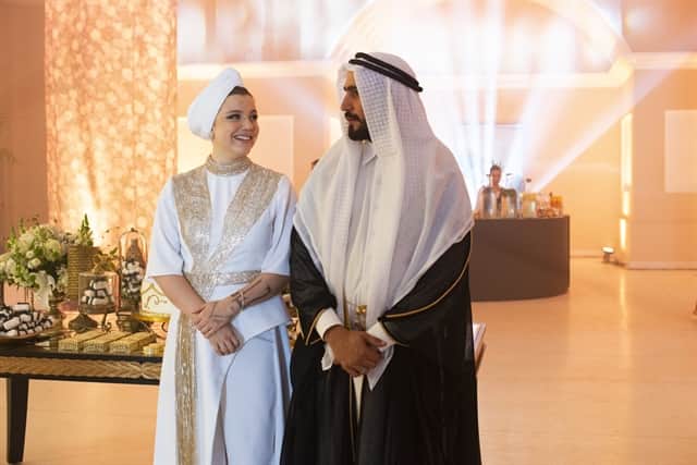 Dalila (Alice Wegmann) e Jamil (Renato Góes) no casamento em Órfãos da Terra (Foto: Globo/Artur Meninea) Dalila (Alice Wegmann) e Jamil (Renato Góes) no casamento em Órfãos da Terra (Foto: Globo/Artur Meninea)