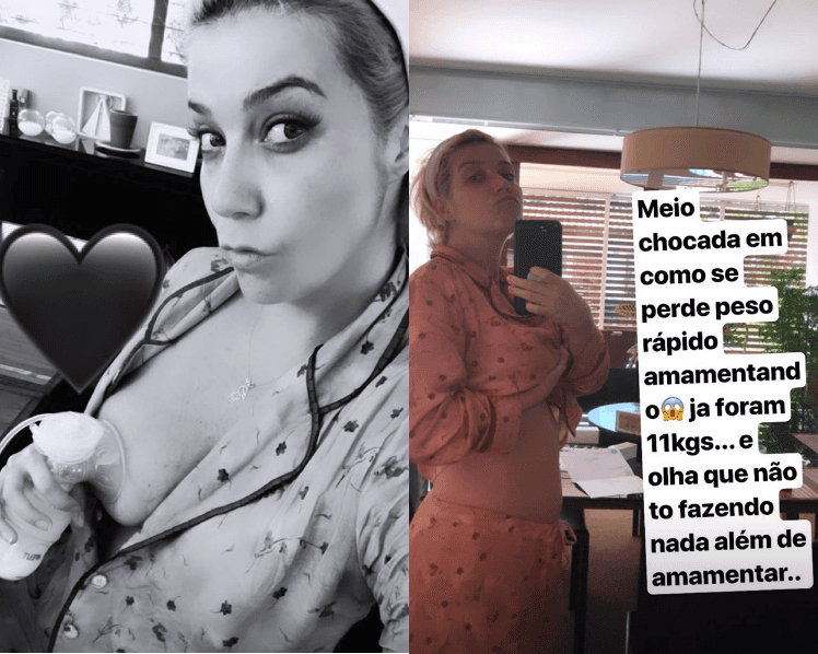 Luiza Possi tirando leite e mostrando a barriga após o parto (Foto: Reprodução/ Instagram) Luiza Possi tirando leite e mostrando a barriga após o parto (Foto: Reprodução/ Instagram)