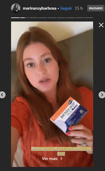 Marina Ruy Barbosa faz campanha publicitária para Benegripe Foto: Reprodução/Instagram Marina Ruy Barbosa faz campanha publicitária para Benegripe Foto: Reprodução/Instagram