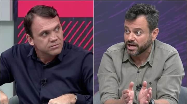 Petkovic e Eric Faria, repórter da Globo, tiveram discussão em programa do SporTV. (Foto: Montagem/Reprodução) Petkovic e Eric Faria, repórter da Globo, tiveram discussão em programa do SporTV. (Foto: Montagem/Reprodução)