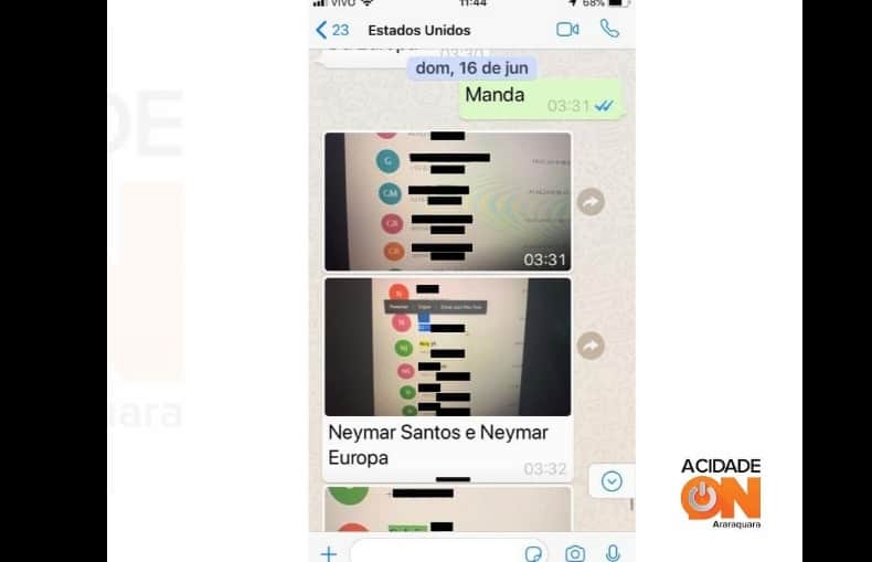 Hacker expõe suposto contato de Neymar (Reprodução) Hacker expõe suposto contato de Neymar (Reprodução)