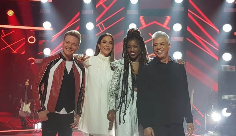 Técnicos Michel Teló, Ivete Sangalo, IZA e Lulu Santos durante evento de The Voice Brasil — (Foto: Analice Paron/Gshow) Técnicos Michel Teló, Ivete Sangalo, IZA e Lulu Santos durante evento de The Voice Brasil — (Foto: Analice Paron/Gshow)