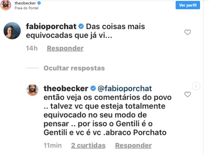 Treta entre Fábio Porchat e Theo Becker. (Foto: Reprodução) Treta entre Fábio Porchat e Theo Becker. (Foto: Reprodução)