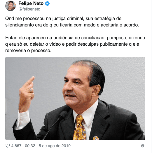Felipe Neto expõe briga judicial contra Silas Malafaia Felipe Neto expõe briga judicial contra Silas Malafaia