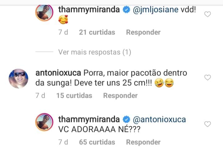 Thammy Miranda, marido de Andressa Ferreira, recebeu comentário ousado de um internauta referente à parte íntima (Reprodução) Thammy Miranda, marido de Andressa Ferreira, recebeu comentário ousado de um internauta referente à parte íntima (Reprodução)
