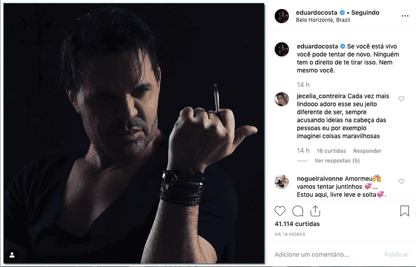 Eduardo Costa posta foto nas redes sociais Foto: Reprodução/Instagram Eduardo Costa posta foto nas redes sociais Foto: Reprodução/Instagram