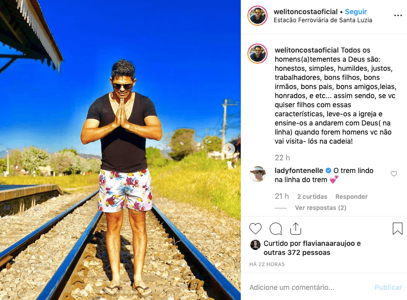 Welinton Costa foi tietado por Antônia Fontenelle. Foto: Reprodução/Instagram Welinton Costa foi tietado por Antônia Fontenelle. Foto: Reprodução/Instagram