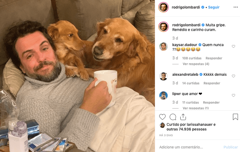 Rodrigo Lombardi com seus cachorros. Foto: Reprodução/Instagram Rodrigo Lombardi com seus cachorros. Foto: Reprodução/Instagram