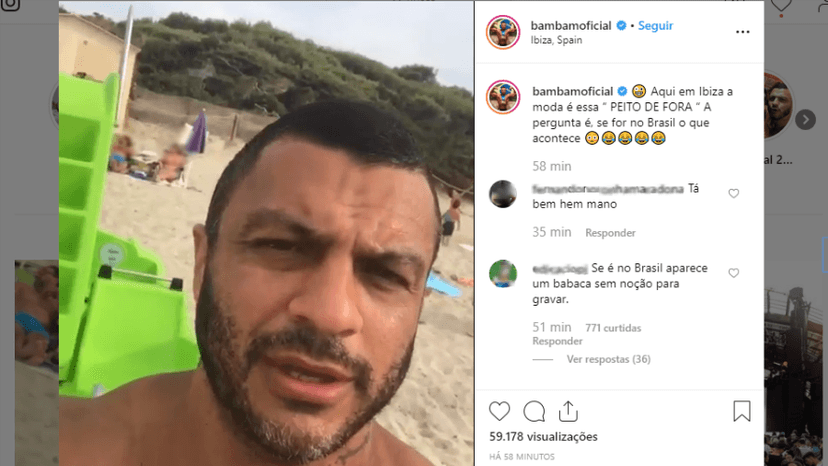 Kleber Bambam sofre duras críticas ao publicar vídeo de uma mulher fazendo toplees Kleber Bambam sofre duras críticas ao publicar vídeo de uma mulher fazendo toplees