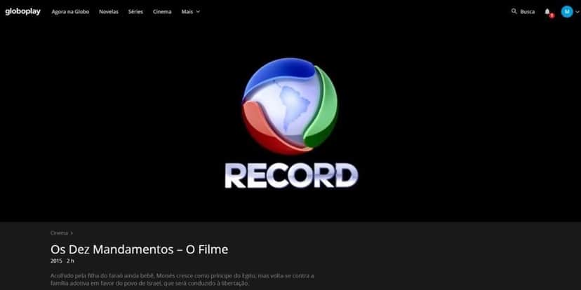 Produção da Record foi parar no serviço de streaming da Globo (Foto: Reprodução/Globoplay) Produção da Record foi parar no serviço de streaming da Globo (Foto: Reprodução/Globoplay)