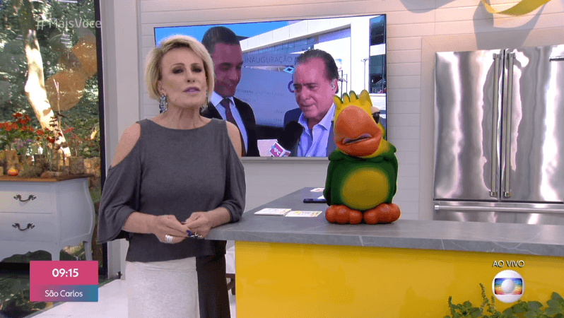 A apresentadora Ana Maria Braga, no Mais Você, ao lado de seu fiel escudeiro, o Louro José (Foto: Reprodução/Globo) A apresentadora Ana Maria Braga, no Mais Você, ao lado de seu fiel escudeiro, o Louro José (Foto: Reprodução/Globo)