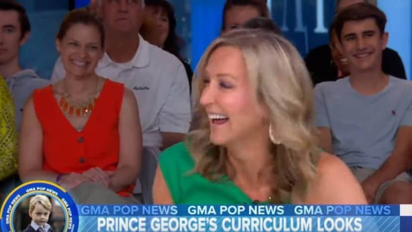Apresentadora Lara Spencer rindo do príncipe George (Foto: Reprodução) Apresentadora Lara Spencer rindo do príncipe George (Foto: Reprodução)