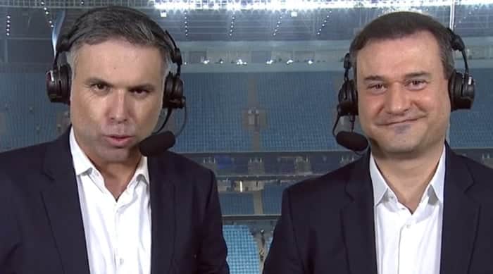 O narrador Marco de Vargas e o comentarista Rodrigo Bueno (Foto: Reprodução/Fox Sports) O narrador Marco de Vargas e o comentarista Rodrigo Bueno (Foto: Reprodução/Fox Sports)