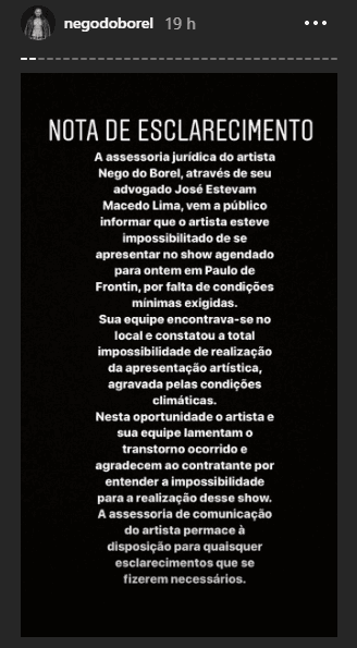 Nego do Borel esclarece situação polêmica. (Foto: Reprodução/Instagram) Nego do Borel esclarece situação polêmica. (Foto: Reprodução/Instagram)