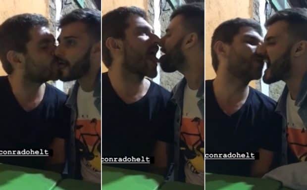 O ator Hugo Bonemer surgiu trocando caricias com seu namorado e imagens repercutiram na web. (Foto: Reprodução) O ator Hugo Bonemer surgiu trocando caricias com seu namorado e imagens repercutiram na web. (Foto: Reprodução)