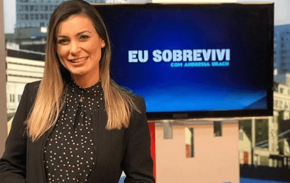 A apresentadora do quadro Eu Sobrevivi no Balanço Geraldo da Record e ex-participante de A Fazenda, Andressa Urach (Foto: Reprodução) A apresentadora do quadro Eu Sobrevivi no Balanço Geraldo da Record e ex-participante de A Fazenda, Andressa Urach (Foto: Reprodução)