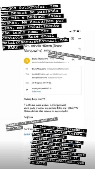Bruna Marquezine foi vítima de ação de fake (Foto: Reprodução/Instagram) Bruna Marquezine foi vítima de ação de fake (Foto: Reprodução/Instagram)