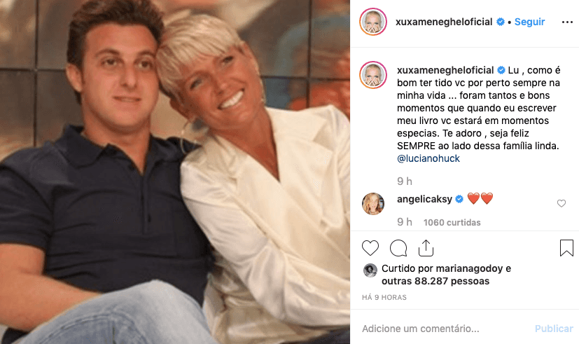 Xuxa faz homenagem de aniversário para Luciano Huck. Foto: Reprodução/Instagram Xuxa faz homenagem de aniversário para Luciano Huck. Foto: Reprodução/Instagram