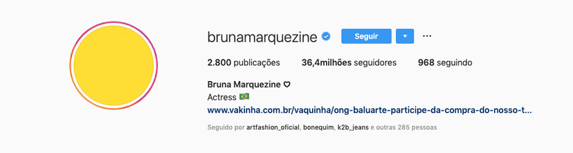 Bruna Marquezine adere campanha contra depressão e troca foto de seu perfil para a cor da luta. Foto: Reprodução/Instagram Bruna Marquezine adere campanha contra depressão e troca foto de seu perfil para a cor da luta. Foto: Reprodução/Instagram