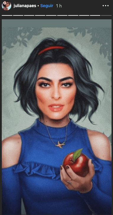 Juliana como Branca de Neve. Foto: Reprodução/Instagram Juliana como Branca de Neve. Foto: Reprodução/Instagram