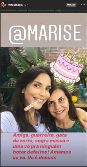 Publicação feita por Ivete Sangalo, onde a cantora aparece ao lado da sogra Marise (Foto: Instagram) Publicação feita por Ivete Sangalo, onde a cantora aparece ao lado da sogra Marise (Foto: Instagram)