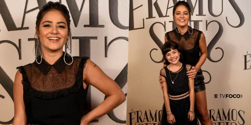 Na foto montagem do site TV Foco, as atrizes Giullia Buscacio e Maju Lima de Éramos Seis posam sorridentes para o fotógrafo da Globo Cesar Alves Na foto montagem do site TV Foco, as atrizes Giullia Buscacio e Maju Lima de Éramos Seis posam sorridentes para o fotógrafo da Globo Cesar Alves