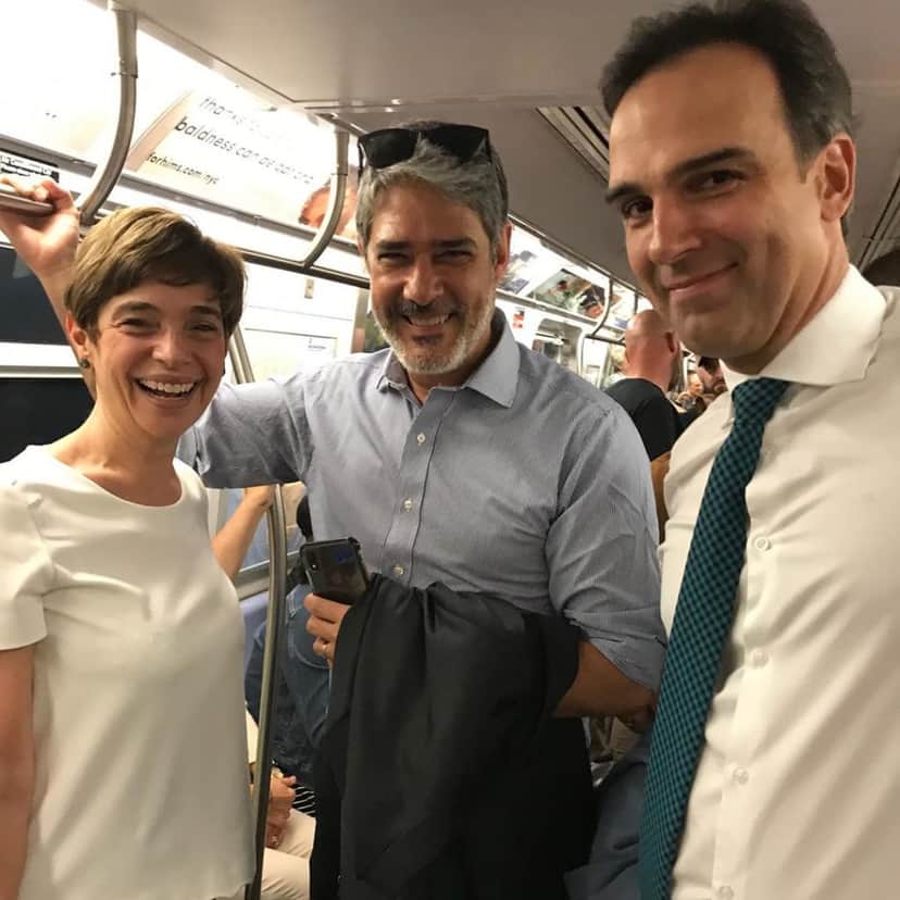Renata Lo Prete, William Bonner e Tadeu Schmidt pegaram metrô em NY (Reprodução/Instagram) Renata Lo Prete, William Bonner e Tadeu Schmidt pegaram metrô em NY (Reprodução/Instagram)