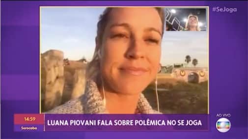 Luana Piovani participou ao vivo do Se Joga para esclarecer polêmica envolvendo Paula Lavigne. Foto: Reprodução Luana Piovani participou ao vivo do Se Joga para esclarecer polêmica envolvendo Paula Lavigne. Foto: Reprodução
