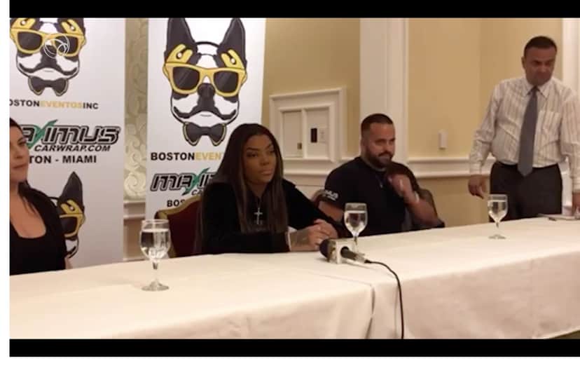 Ludmilla durante coletiva de imprensa em Boston, nos Estados Unidos. Foto: Reprodução Ludmilla durante coletiva de imprensa em Boston, nos Estados Unidos. Foto: Reprodução