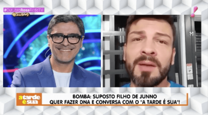Junno Andrade e seu suposto filho, Eduardo Tadeu Matos de Oliveira (Foto: Reprodução/RedeTV!) Junno Andrade e seu suposto filho, Eduardo Tadeu Matos de Oliveira (Foto: Reprodução/RedeTV!)