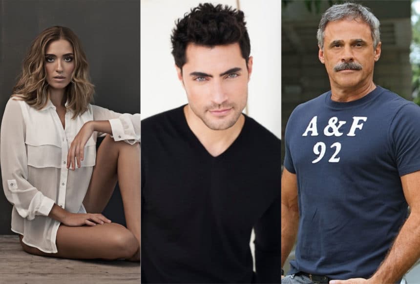 Juliana Boller, Carlo Porto e Oscar Magrini estão confirmados em Gênesis da Record TV (Montagem: TV Foco) Juliana Boller, Carlo Porto e Oscar Magrini estão confirmados em Gênesis da Record TV (Montagem: TV Foco)