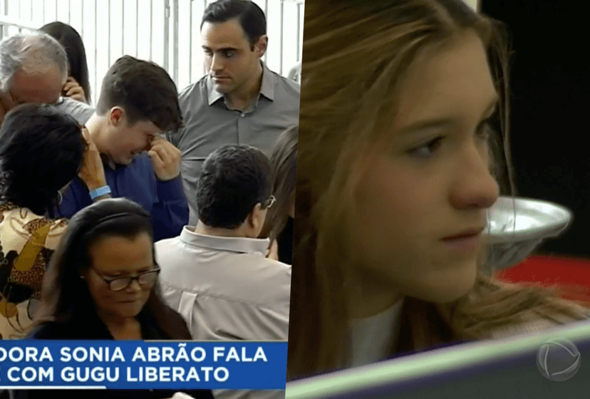 Filhos de Gugu durante velório do apresentador na Assembleia Legislativa de São Paulo (Foto reprodução RecordTV) Filhos de Gugu durante velório do apresentador na Assembleia Legislativa de São Paulo (Foto reprodução RecordTV)