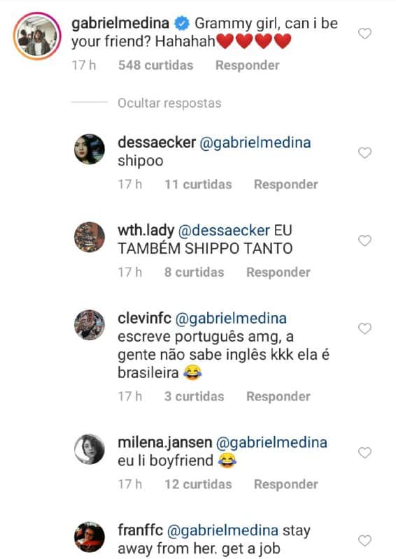 Gabriel Medina deu o que falar após deixar comentário em foto de Priscilla Alcântara (Foto: Reprodução/ Instagram) Gabriel Medina deu o que falar após deixar comentário em foto de Priscilla Alcântara (Foto: Reprodução/ Instagram)