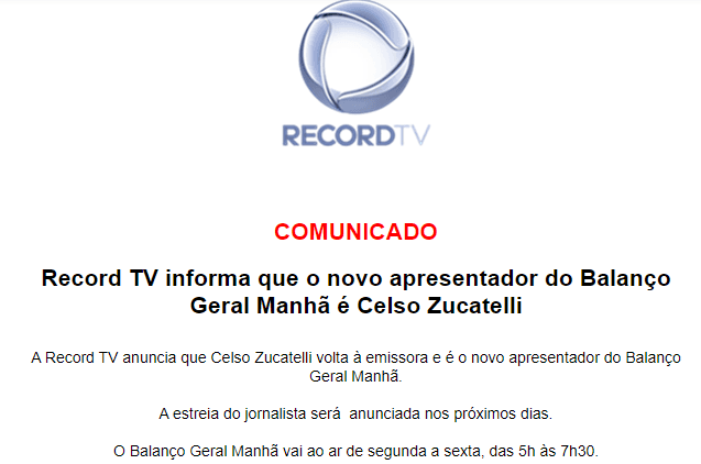 RecordTV, Celso Zucatelli RecordTV, Celso Zucatelli