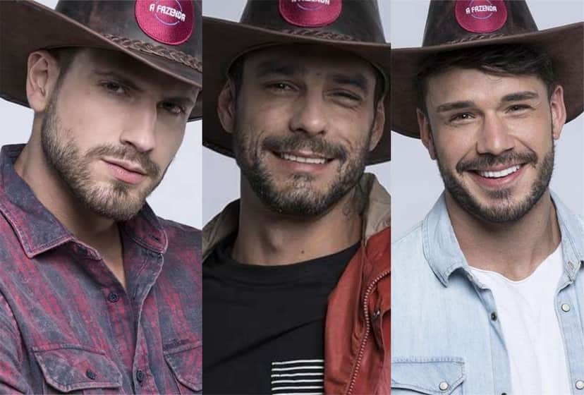 Guilherme Leão, Lucas Viana e Diego Grossi estão na Roça de A Fazenda 11 da Record TV (Montagem: TV Foco) Guilherme Leão, Lucas Viana e Diego Grossi estão na Roça de A Fazenda 11 da Record TV (Montagem: TV Foco)