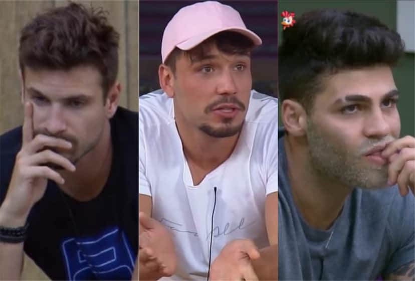 Guilherme Leão e Netto se aproximam de Lucas Viana em A Fazenda 11 da Record (Montagem: Adriel Marques/TV Foco) Guilherme Leão e Netto se aproximam de Lucas Viana em A Fazenda 11 da Record (Montagem: Adriel Marques/TV Foco)