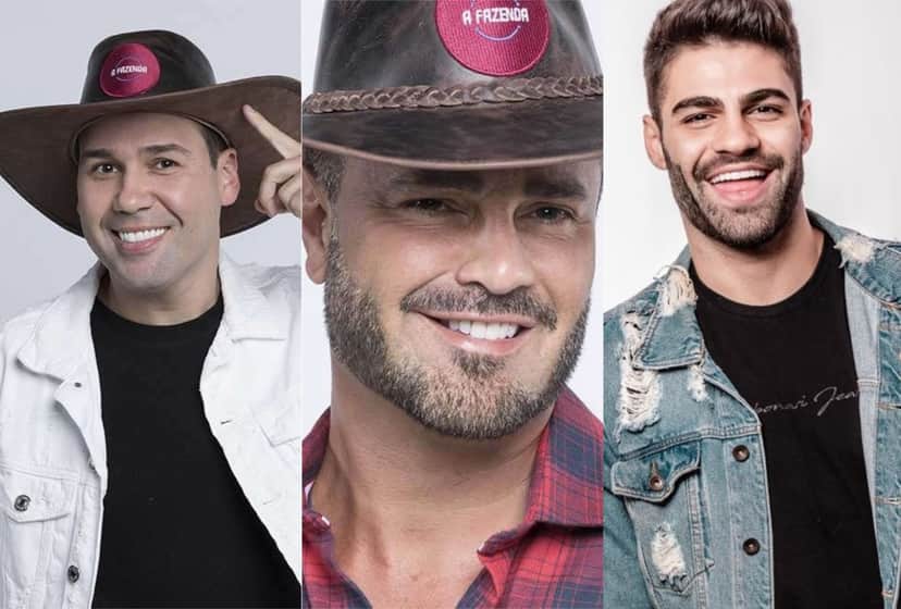 Viny Vieira, Rodrigo Phavanello e Netto estão na Roça de A Fazenda 11 da Record (Montagem: TV Foco) Viny Vieira, Rodrigo Phavanello e Netto estão na Roça de A Fazenda 11 da Record (Montagem: TV Foco)