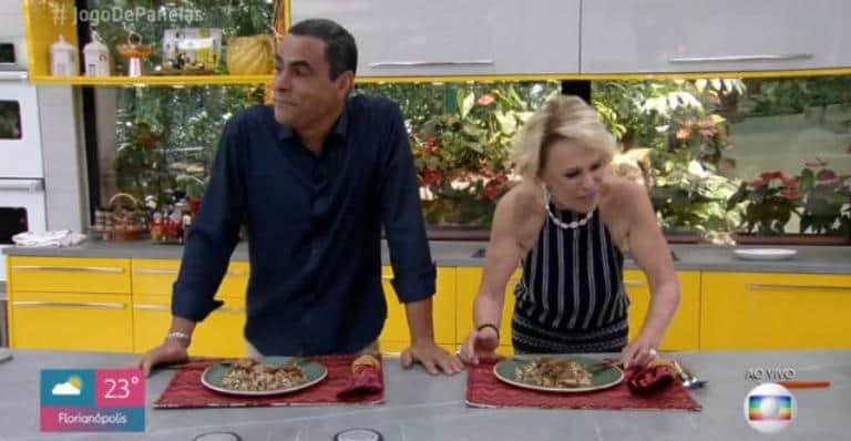 Ana Maria Braga nem disfarçou o sabor da carne do chef no Mais Você (Foto: TV Globo) Ana Maria Braga nem disfarçou o sabor da carne do chef no Mais Você (Foto: TV Globo)