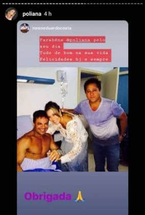 Eduardo Costa surge em hospital ao lado de Poliana Rocha e o esposo Leonardo, a foto foi tirada em 2013 (Imagem: Instagram) Eduardo Costa surge em hospital ao lado de Poliana Rocha e o esposo Leonardo, a foto foi tirada em 2013 (Imagem: Instagram)