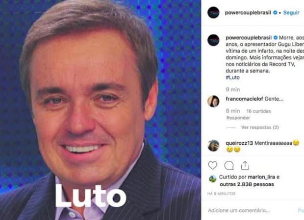 Notícia fake sobre a morte do apresentador Gugu Liberato viraliza na web. Foto: Reprodução Notícia fake sobre a morte do apresentador Gugu Liberato viraliza na web. Foto: Reprodução