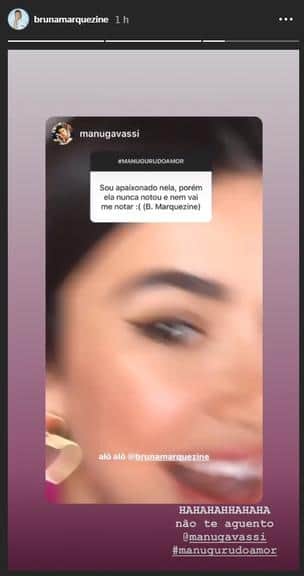 Bruna Marquezine recebe cantada de fã através de Instagram da amiga Manu Gavassi (Imagem: Instagram) Bruna Marquezine recebe cantada de fã através de Instagram da amiga Manu Gavassi (Imagem: Instagram)