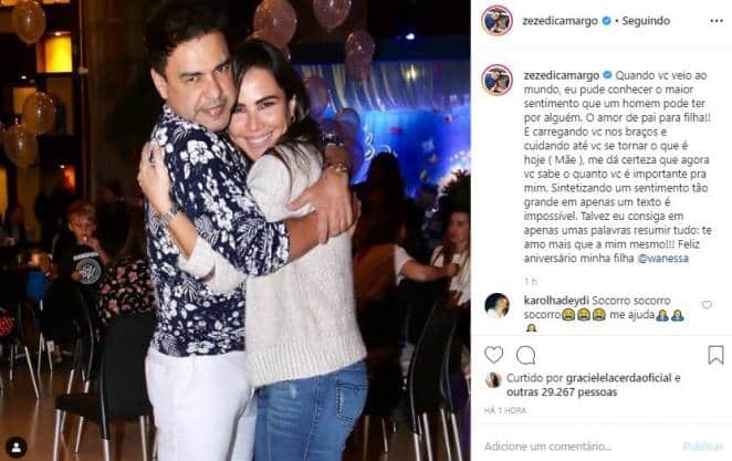 Zezé Di Camargo homenageia a filha (Foto: Instagram) Zezé Di Camargo homenageia a filha (Foto: Instagram)