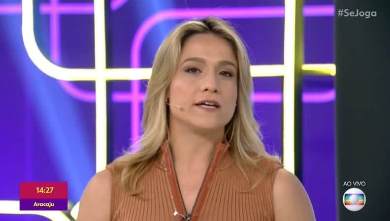 Fernanda Gentil no comando do Se Joga, que fez a Globo amagar 3º lugar na audiência (Foto: Reprodução/Globo) Fernanda Gentil no comando do Se Joga, que fez a Globo amagar 3º lugar na audiência (Foto: Reprodução/Globo)