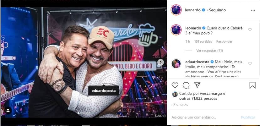 Leonardo e Eduardo Costa (Reprodução) Leonardo e Eduardo Costa (Reprodução)