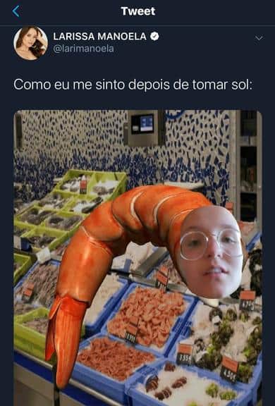 Larissa Manoela compartilha foto onde aparece em corpo de camarão (Imagem: Twitter) Larissa Manoela compartilha foto onde aparece em corpo de camarão (Imagem: Twitter)