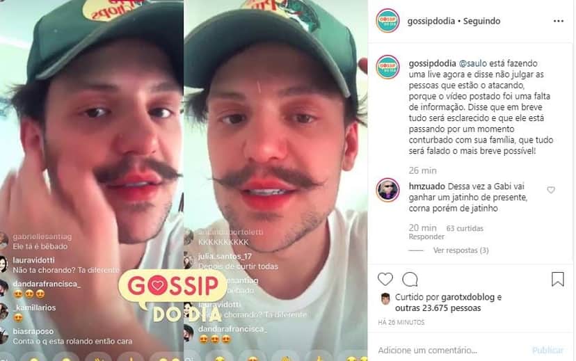 O famoso cantor faz live para falar sobre o assunto (Foto: Reprodução) O famoso cantor faz live para falar sobre o assunto (Foto: Reprodução)