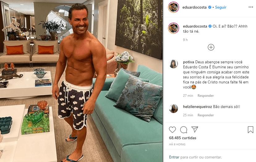 Eduardo Costa ignorou as polêmicas e surgiu ostentando o corpão nas redes sociais (Foto: Reprodução/ Instagram) Eduardo Costa ignorou as polêmicas e surgiu ostentando o corpão nas redes sociais (Foto: Reprodução/ Instagram)