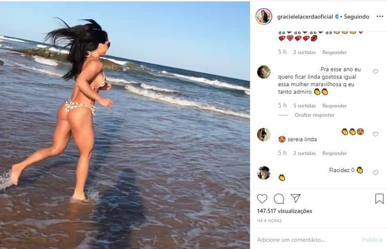 Graciele Lacerda impressiona seguidores com corpo treinado (Reprodução/Instagram) Graciele Lacerda impressiona seguidores com corpo treinado (Reprodução/Instagram)