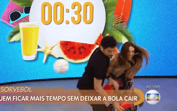 Patrícia Poeta derrubou André Curvello no Encontro com Fátima Bernardes (Foto: Reprodução) Globo Patrícia Poeta derrubou André Curvello no Encontro com Fátima Bernardes (Foto: Reprodução) Globo